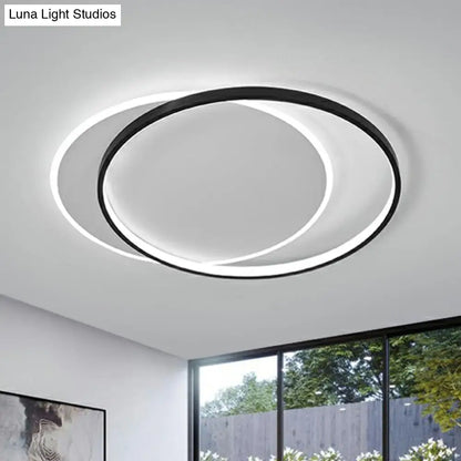 DecorBites™ DecorBites™ Circular Flush Light Fixture with Acrylic Shade in Black and White - Simplicity LED Ceiling Mount Lamp