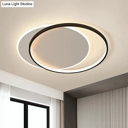 DecorBites™ DecorBites™ Circular Flush Light Fixture with Acrylic Shade in Black and White - Simplicity LED Ceiling Mount Lamp
