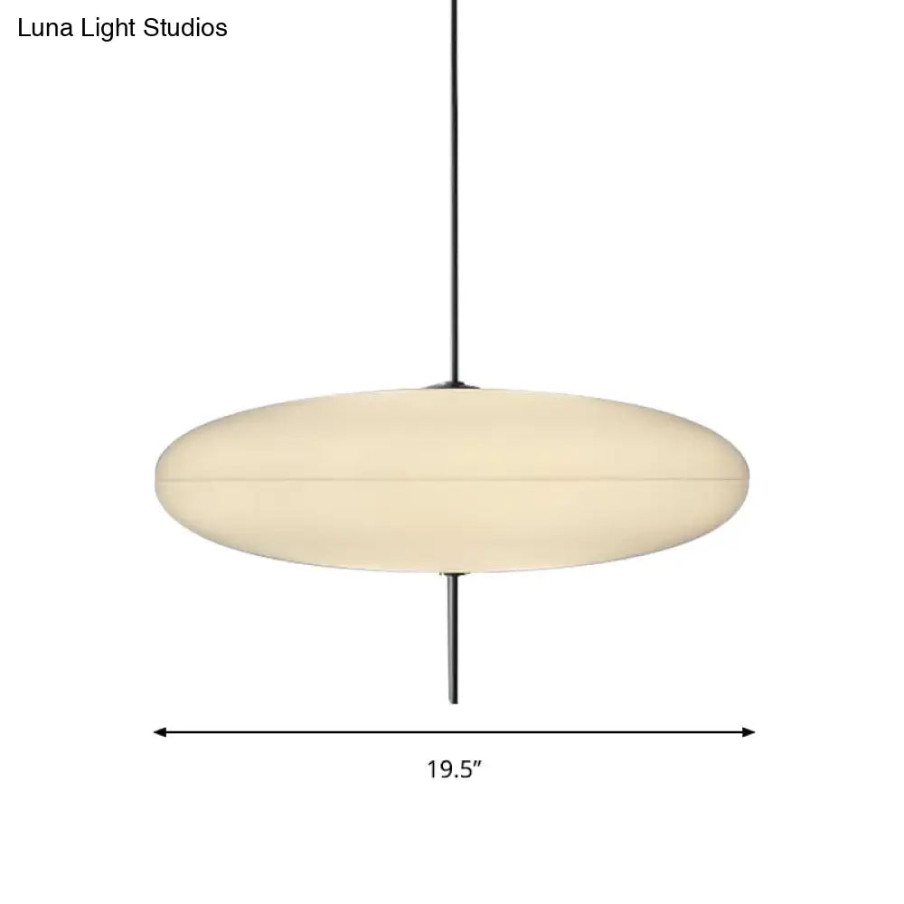 Circular Modernism Pendant Light with White Glass - 1-Bulb Dining Room Ceiling Fixture