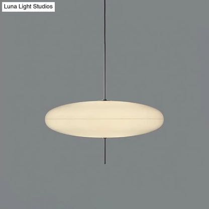 Circular Modernism Pendant Light with White Glass - 1-Bulb Dining Room Ceiling Fixture