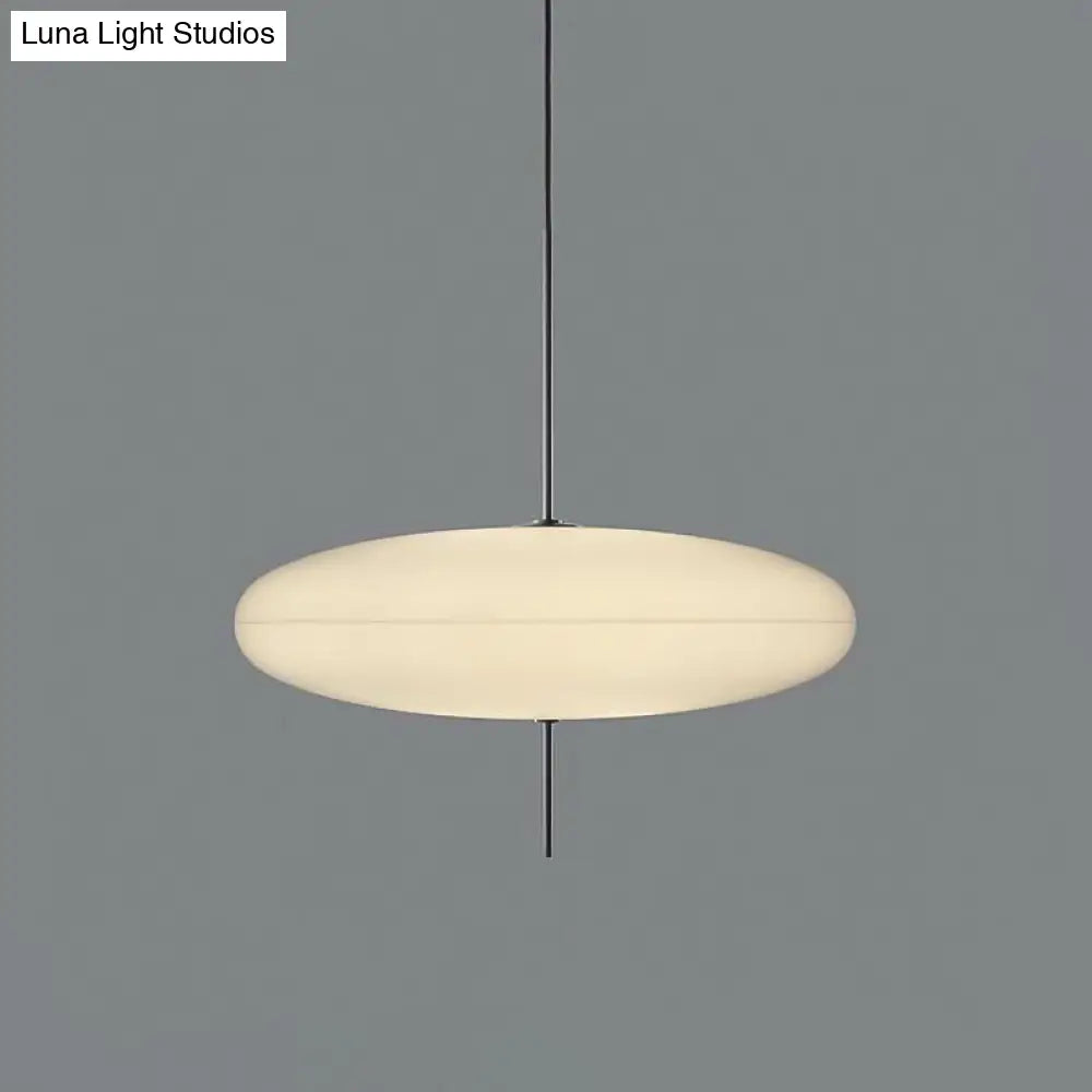 Circular Modernism Pendant Light with White Glass - 1-Bulb Dining Room Ceiling Fixture