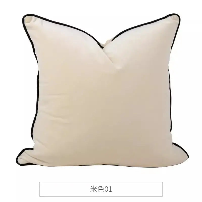 Cream-colored square cushion cover with black piping trim suitable for decorbites circus horse print living room decor
