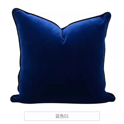 Deep navy blue velvet cushion cover with plush texture featuring decorbites circus horse print for living room decor
