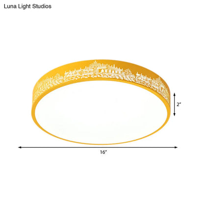 DecorBites™ DecorBites™ City View Macaron Loft Slim Drum LED Flush Ceiling Light: Stylish Acrylic Lamp for Nursing Room