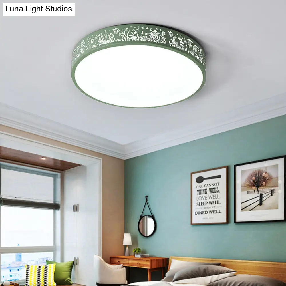 DecorBites™ DecorBites™ City View Macaron Loft Slim Drum LED Flush Ceiling Light: Stylish Acrylic Lamp for Nursing Room