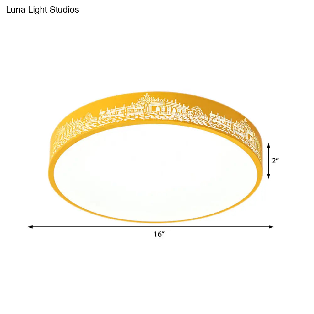 DecorBites™ DecorBites™ City View Macaron Loft Slim Drum LED Flush Ceiling Light: Stylish Acrylic Lamp for Nursing Room