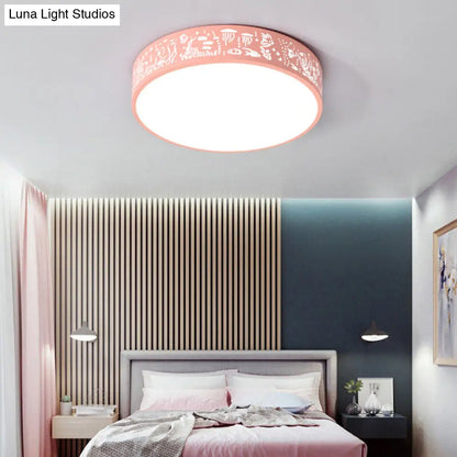 DecorBites™ DecorBites™ City View Macaron Loft Slim Drum LED Flush Ceiling Light: Stylish Acrylic Lamp for Nursing Room