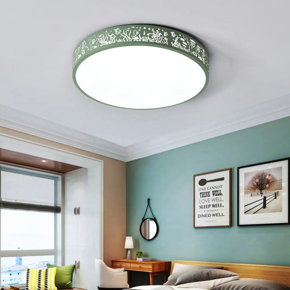 DecorBites™ DecorBites™ City View Macaron Loft Slim Drum LED Flush Ceiling Light: Stylish Acrylic Lamp for Nursing Room