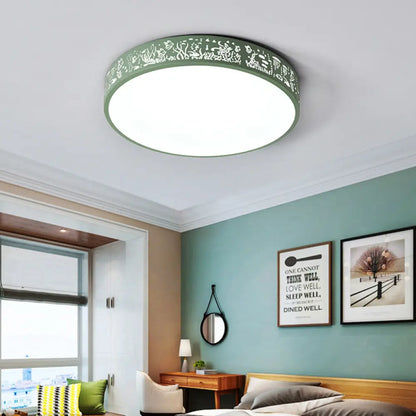 DecorBites™ DecorBites™ City View Macaron Loft Slim Drum LED Flush Ceiling Light: Stylish Acrylic Lamp for Nursing Room