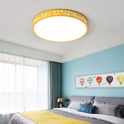 DecorBites™ DecorBites™ City View Macaron Loft Slim Drum LED Flush Ceiling Light: Stylish Acrylic Lamp for Nursing Room