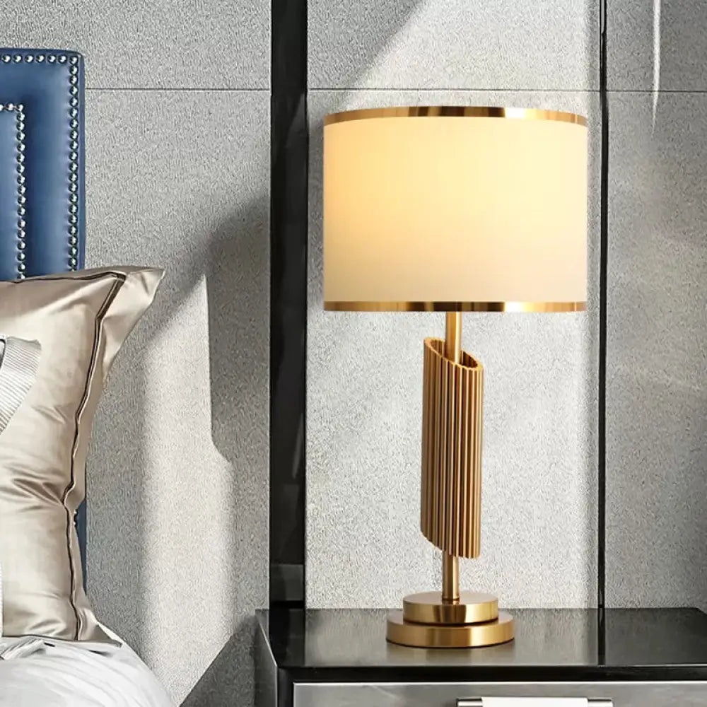 Classic 1-Light Parlor Night Lamp with Brass Bevel-Cut Cylinder Base