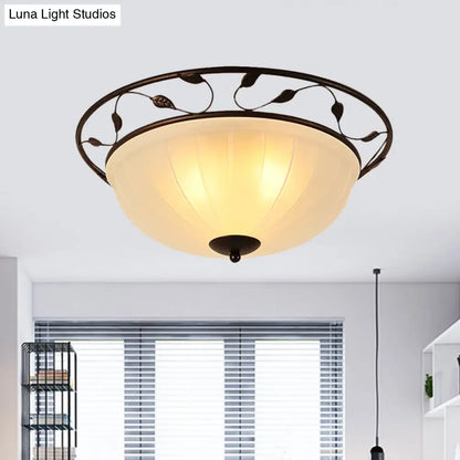 DecorBites™ DecorBites™ Classic 3-Light Semi-Flush Metal Ceiling Lamp with White Glass Shade for Living Room