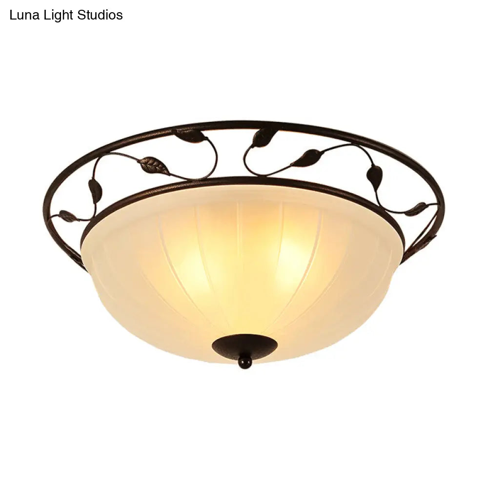 DecorBites™ DecorBites™ Classic 3-Light Semi-Flush Metal Ceiling Lamp with White Glass Shade for Living Room