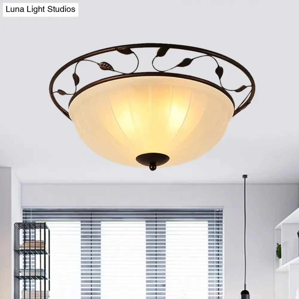 DecorBites™ DecorBites™ Classic 3-Light Semi-Flush Metal Ceiling Lamp with White Glass Shade for Living Room