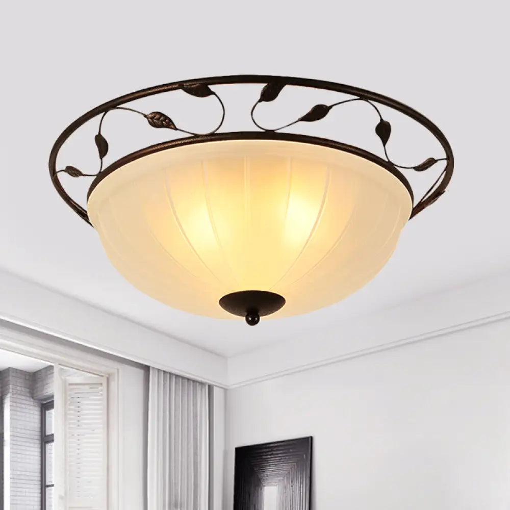 DecorBites™ DecorBites™ Classic 3-Light Semi-Flush Metal Ceiling Lamp with White Glass Shade for Living Room