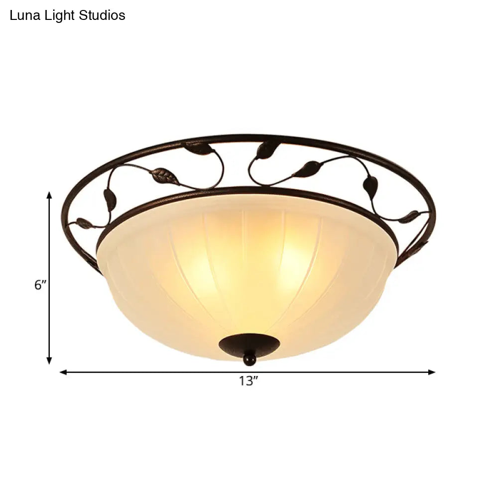 DecorBites™ DecorBites™ Classic 3-Light Semi-Flush Metal Ceiling Lamp with White Glass Shade for Living Room