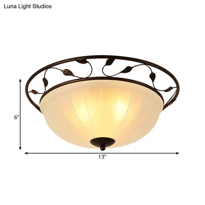 DecorBites™ DecorBites™ Classic 3-Light Semi-Flush Metal Ceiling Lamp with White Glass Shade for Living Room