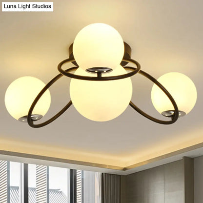 DecorBites™ Classic 4-Light Opal Glass Semi-flush Ceiling Fixture in Black/White for Living Room