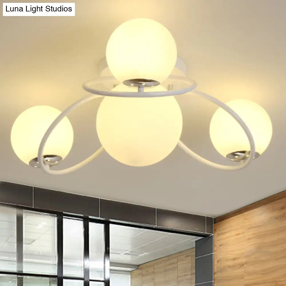 DecorBites™ Classic 4-Light Opal Glass Semi-flush Ceiling Fixture in Black/White for Living Room