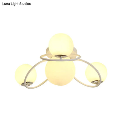 DecorBites™ Classic 4-Light Opal Glass Semi-flush Ceiling Fixture in Black/White for Living Room