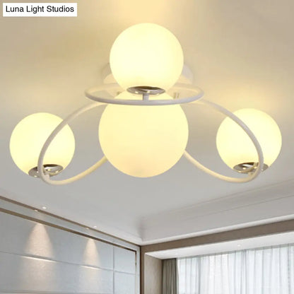 DecorBites™ Classic 4-Light Opal Glass Semi-flush Ceiling Fixture in Black/White for Living Room