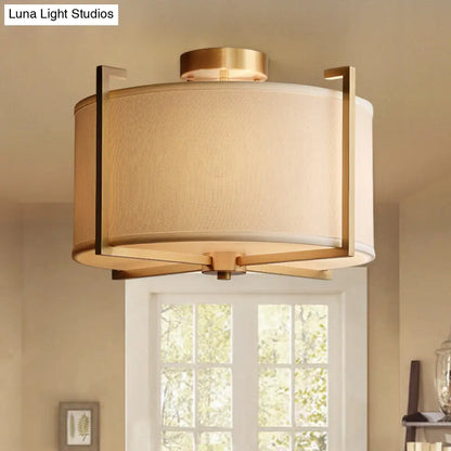 DecorBites™ Classic 4-Light Semi Flush Mount Ceiling Fixture with White Fabric Shade for Living Room