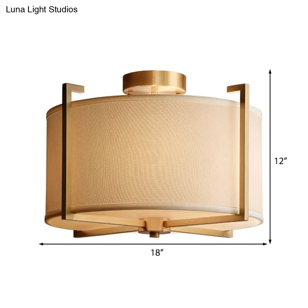 DecorBites™ Classic 4-Light Semi Flush Mount Ceiling Fixture with White Fabric Shade for Living Room