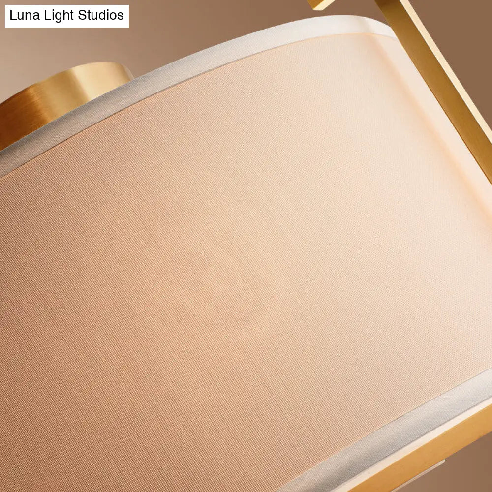 DecorBites™ Classic 4-Light Semi Flush Mount Ceiling Fixture with White Fabric Shade for Living Room