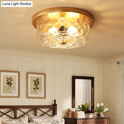 DecorBites™ DecorBites™ Classic Bedroom Charm: 1-Light Glass Shade Colonial Style Polyhedron Flush Mount Ceiling Light