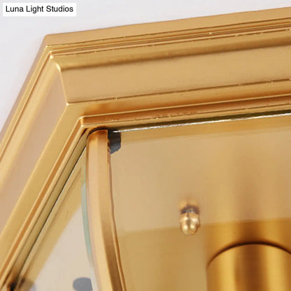 DecorBites™ DecorBites™ Classic Bedroom Charm: 1-Light Glass Shade Colonial Style Polyhedron Flush Mount Ceiling Light