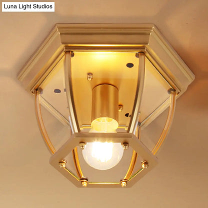 DecorBites™ DecorBites™ Classic Bedroom Charm: 1-Light Glass Shade Colonial Style Polyhedron Flush Mount Ceiling Light