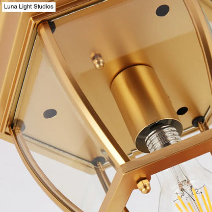 DecorBites™ DecorBites™ Classic Bedroom Charm: 1-Light Glass Shade Colonial Style Polyhedron Flush Mount Ceiling Light