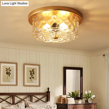 DecorBites™ DecorBites™ Classic Bedroom Charm: 1-Light Glass Shade Colonial Style Polyhedron Flush Mount Ceiling Light