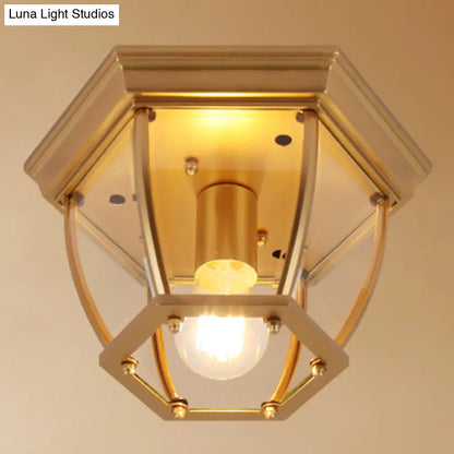 DecorBites™ DecorBites™ Classic Bedroom Charm: 1-Light Glass Shade Colonial Style Polyhedron Flush Mount Ceiling Light