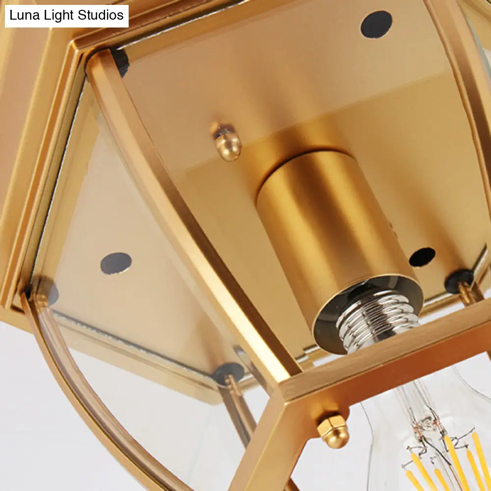 DecorBites™ DecorBites™ Classic Bedroom Charm: 1-Light Glass Shade Colonial Style Polyhedron Flush Mount Ceiling Light