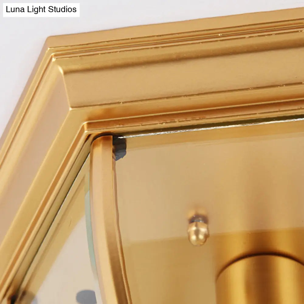 DecorBites™ DecorBites™ Classic Bedroom Charm: 1-Light Glass Shade Colonial Style Polyhedron Flush Mount Ceiling Light