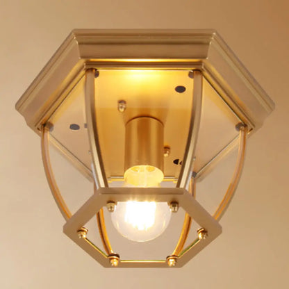 DecorBites™ DecorBites™ Classic Bedroom Charm: 1-Light Glass Shade Colonial Style Polyhedron Flush Mount Ceiling Light