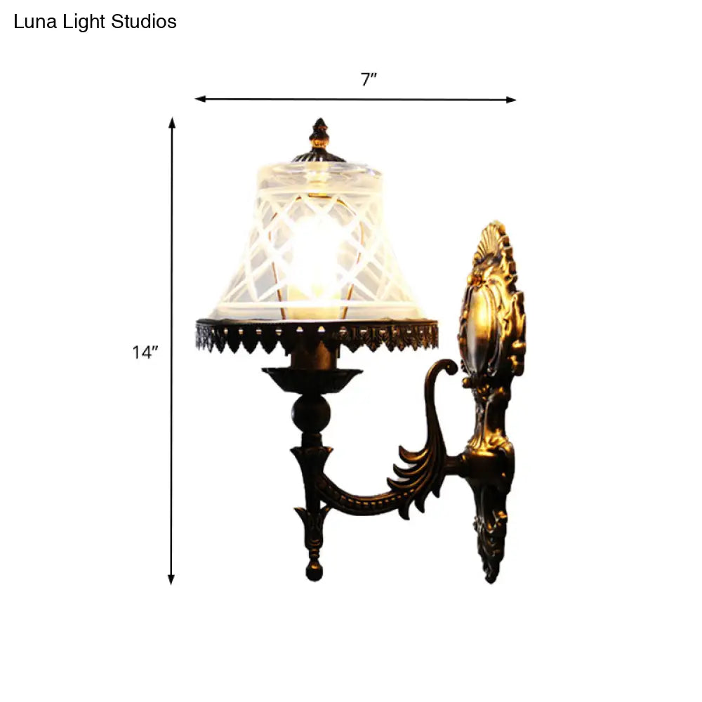 Classic Bell Wall Sconce Light: Clear Glass, 1-Light Fixture for Dining Room