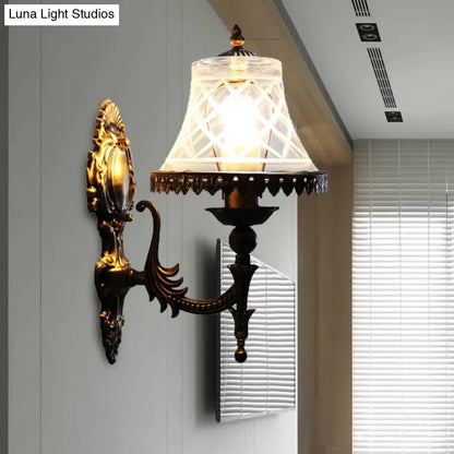 Classic Bell Wall Sconce Light: Clear Glass, 1-Light Fixture for Dining Room