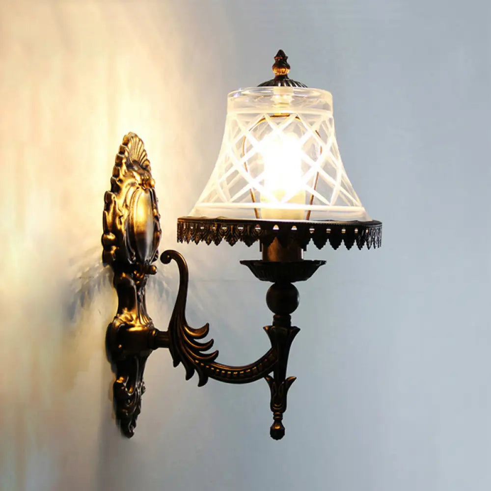 Classic Bell Wall Sconce Light: Clear Glass, 1-Light Fixture for Dining Room