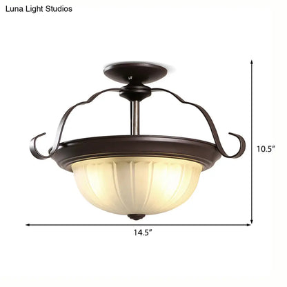 DecorBites™ Classic Black 2-Light Corridor Semi Flush Mount with Frosted Glass Shade