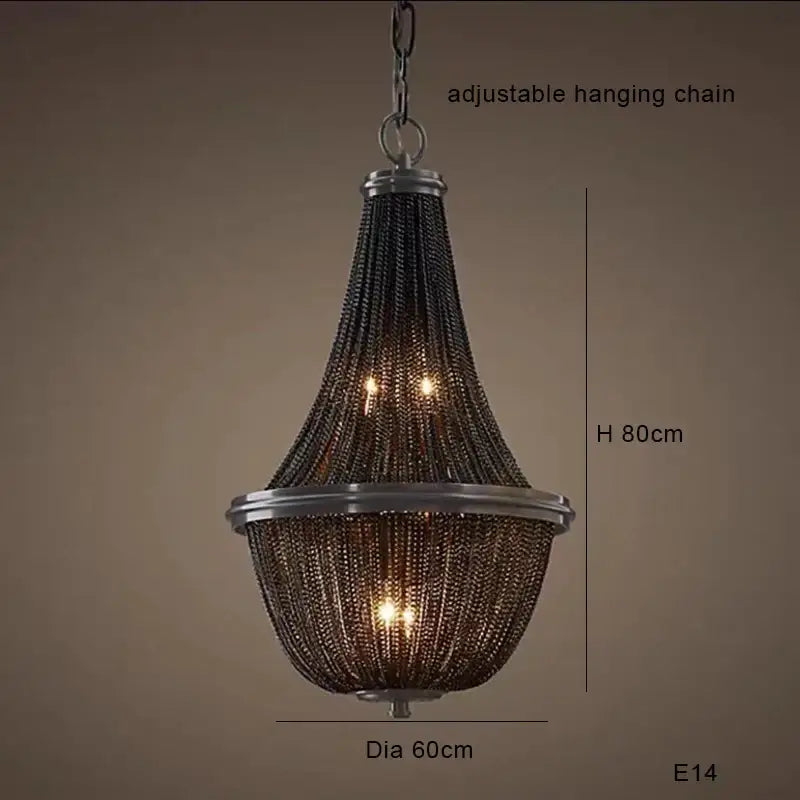 Classic black aluminum chain pendant lights with a tiered cascading design and adjustable hanging chain for dining room decorbites black aluminum chandelier