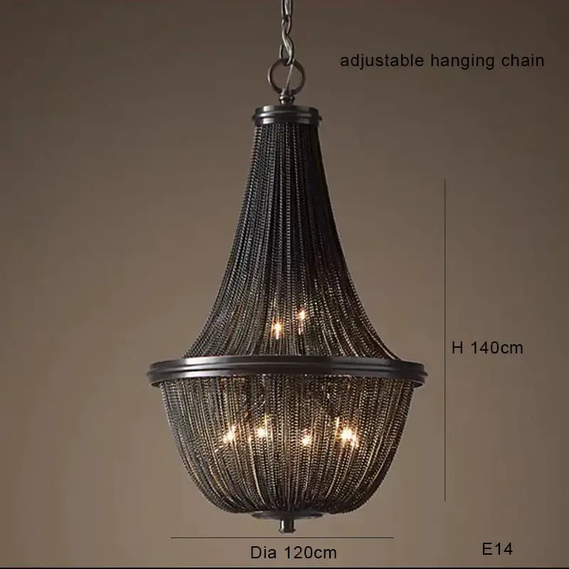 Classic black aluminum chain pendant lights with adjustable 120cm diameter hanging chain for dining room decorbites black aluminum