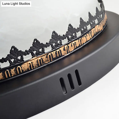 DecorBites™ Classic Black Flush Ceiling Light Fixture, 4 Lights, Frosted Glass Bowl, 14"/18" Wide - Ideal for Corridors