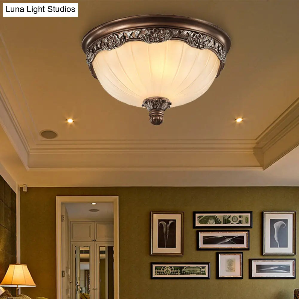 DecorBites™ Classic Black Flush Ceiling Light with Frosted Glass Shade - 3 Lights, 14"/18" Wide