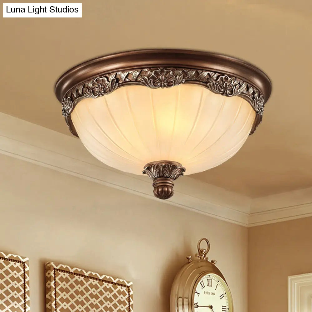 DecorBites™ Classic Black Flush Ceiling Light with Frosted Glass Shade - 3 Lights, 14"/18" Wide