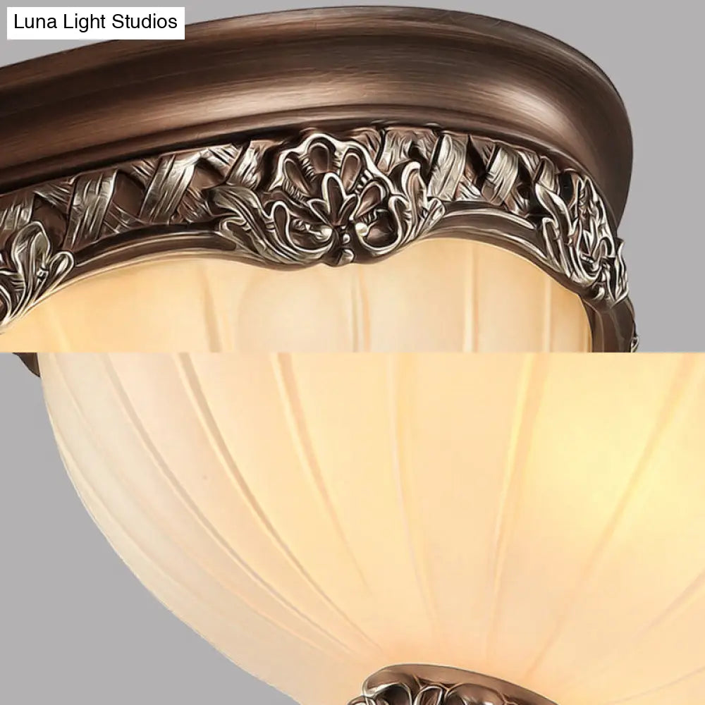DecorBites™ Classic Black Flush Ceiling Light with Frosted Glass Shade - 3 Lights, 14"/18" Wide