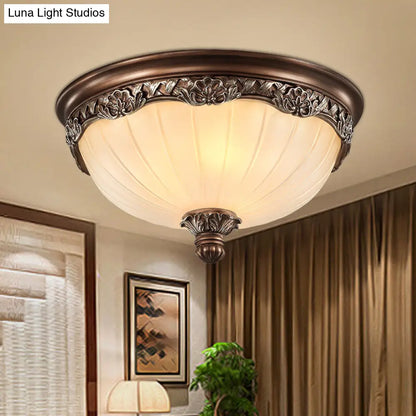 DecorBites™ Classic Black Flush Ceiling Light with Frosted Glass Shade - 3 Lights, 14"/18" Wide