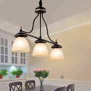 DecorBites black wrought iron pendant light with three frosted glass shades and brass accents for living room 220v-240v use