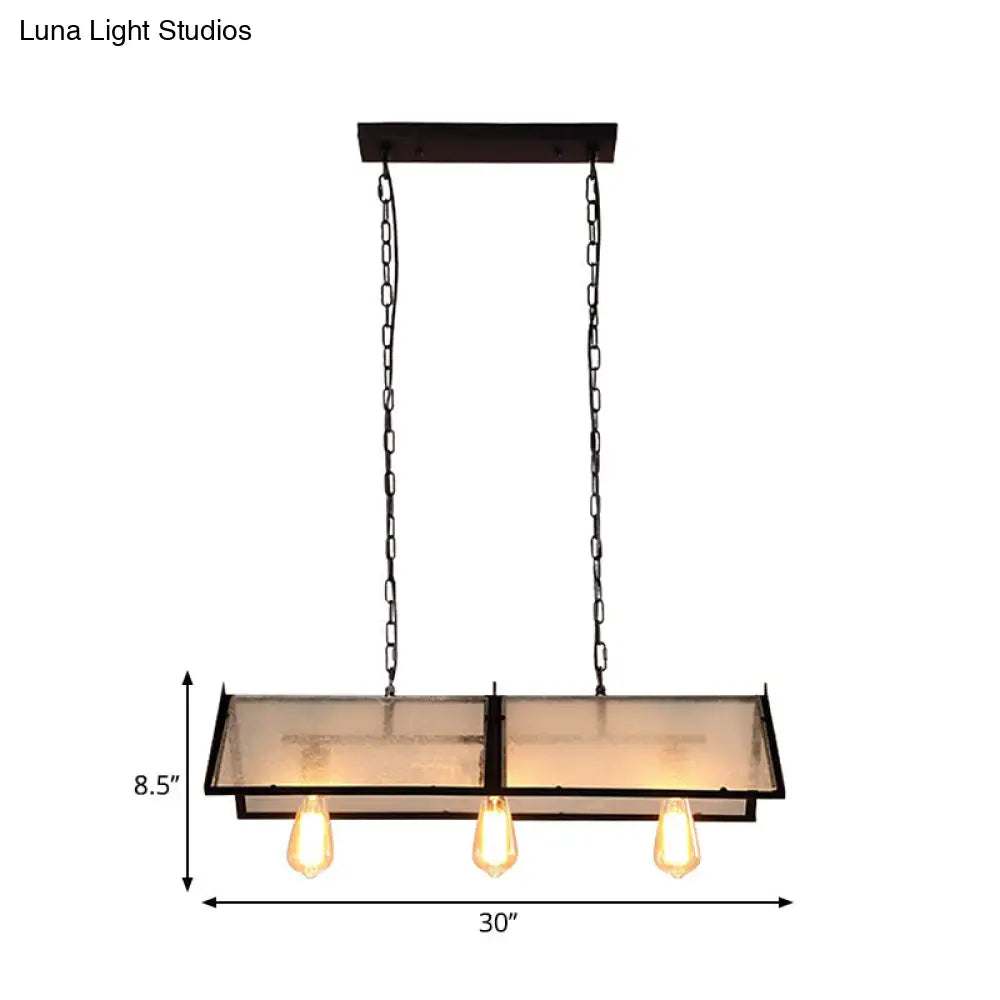 DecorBites™ Classic Black Island Lamp - 3/5 Light Ceiling Hanging Fixture with Exposed Bulbs & Frosted Glass